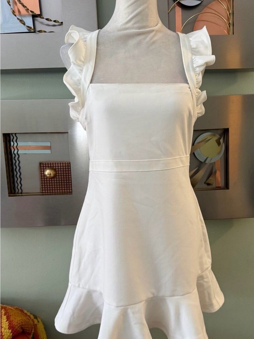 Likely White Ruffle-Shoulder Mini Dress - Picture 8 of 8